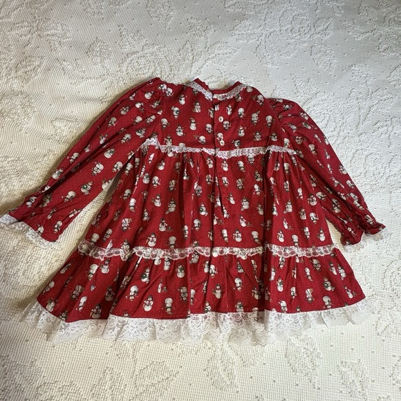 VTG Girls Dress Snowmen Frilly Ruffles Apron Top Tie Around Back Bloomers 2T 3T - Picture 8 of 8